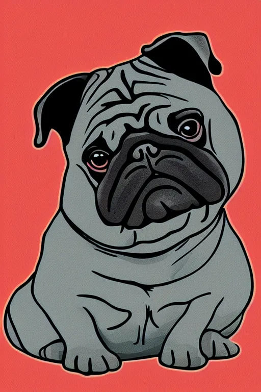 Image similar to Portrait of a bi chungus pug, sticker, colorful, illustration, highly detailed, simple, smooth and clean vector curves, no jagged lines, vector art, smooth