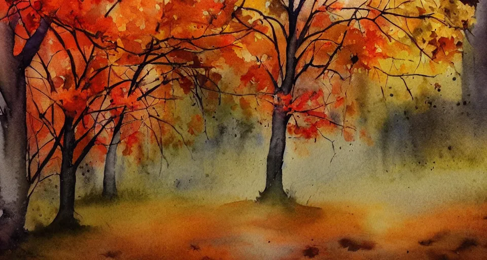 Image similar to autumn watercolor by arti chauhan trending on artstation