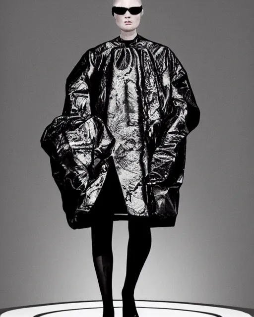 Prompt: leaked screenshot of Balenciaga campaign for the year 2049
