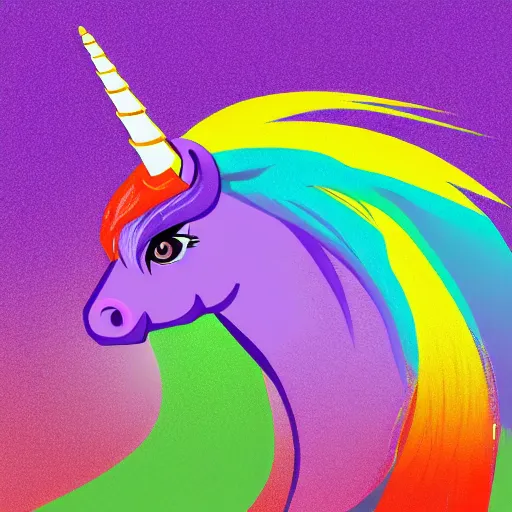 Image similar to Rainbow Ninja Unicorn profile picture for social media sites. Limited palette, crisp vector line