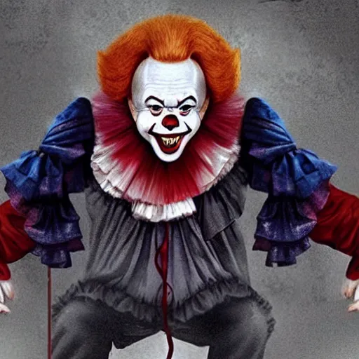 Prompt: Vladimir Putin as Pennywise the clown from It by Stephen King