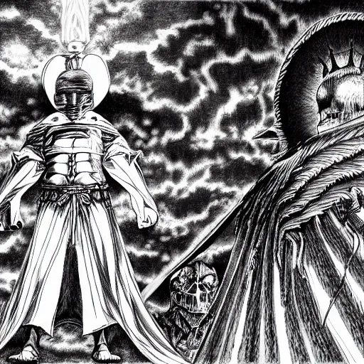 Prompt: the stage between eternal life and death by kentaro miura