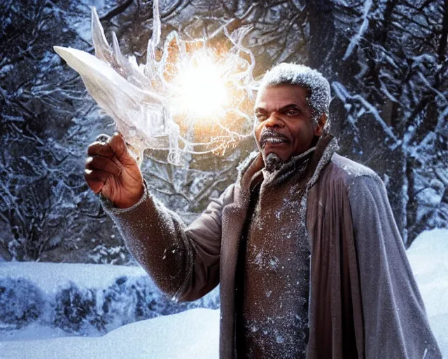 Image similar to keith david as a powerful ice mage casting a snow spell, fantasy art, extremely detailed, high quality, award - winning,