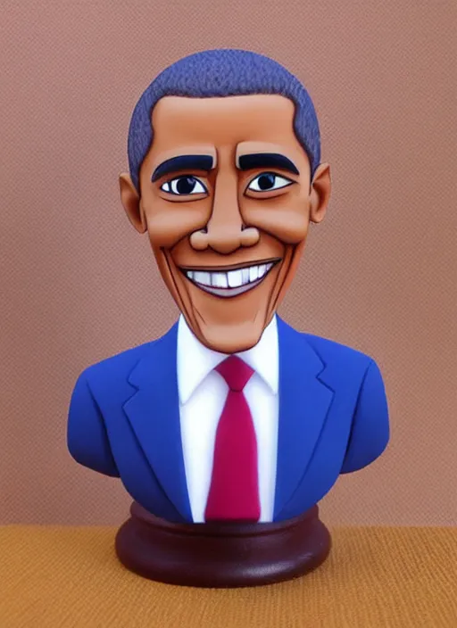 Prompt: barack obama as a cute cartoon character, 3 d clay figure, kawaii