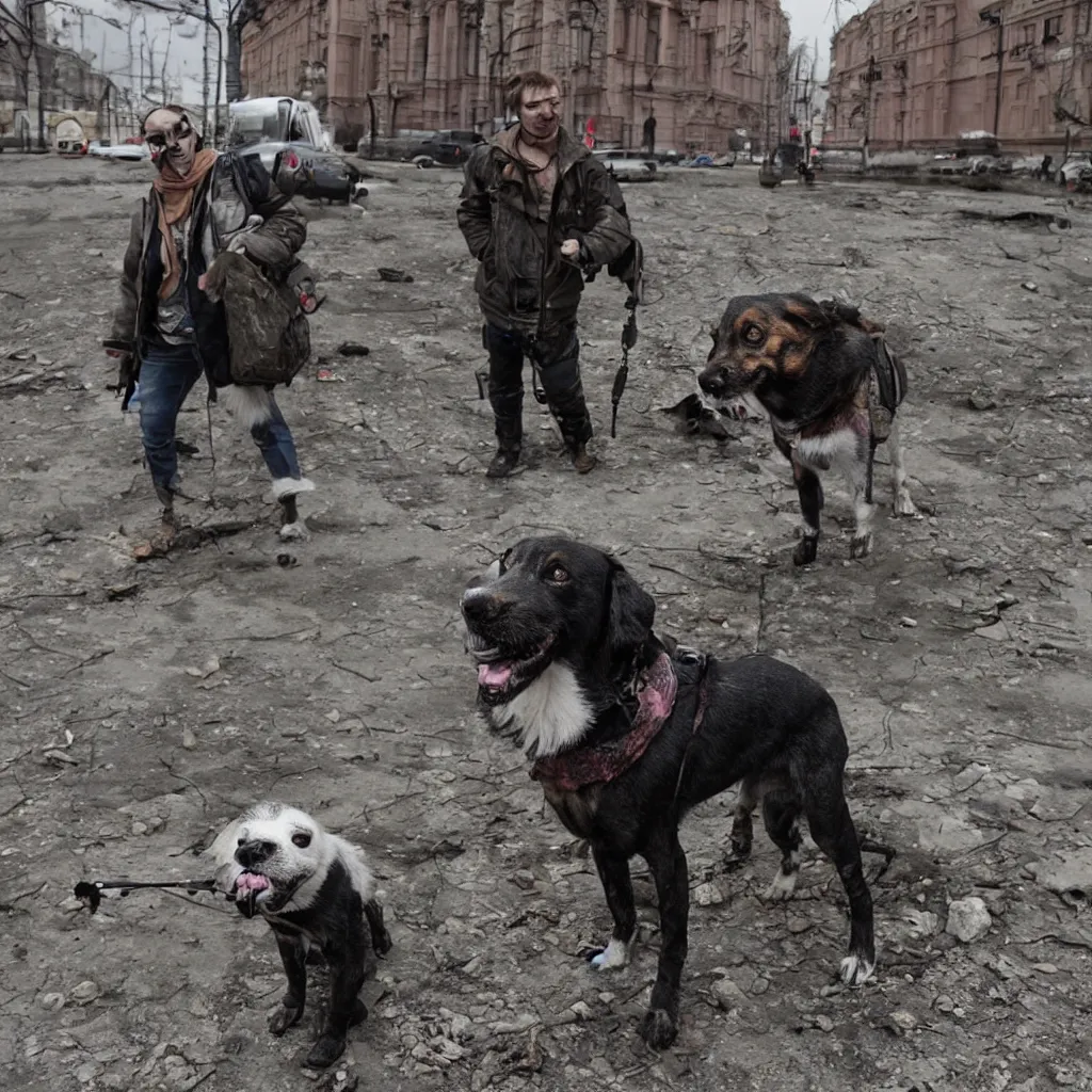 Prompt: post apocalyptic dog in moscow