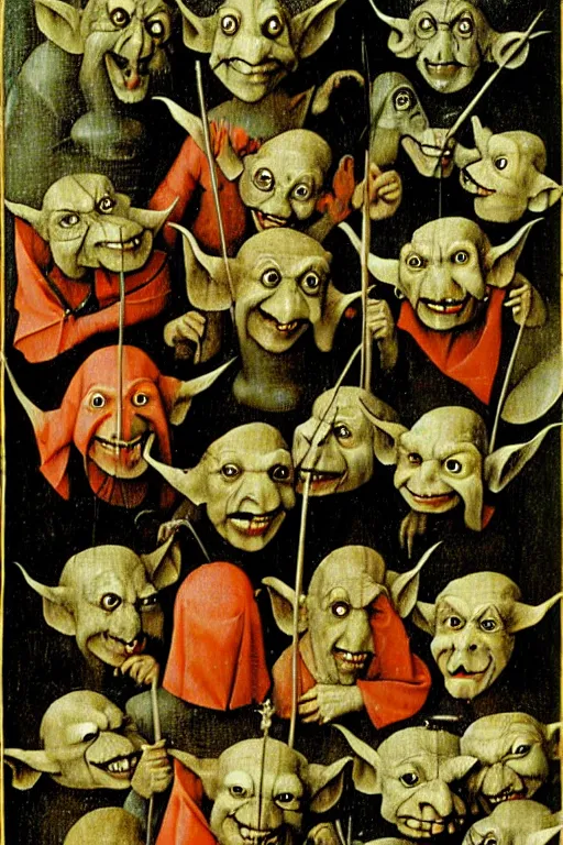 Prompt: hieronymus bosch goblins