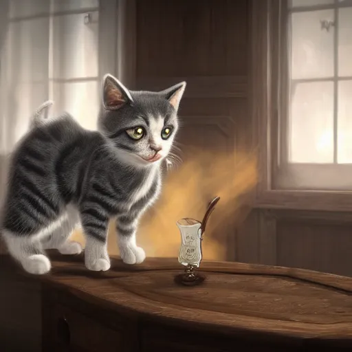 Image similar to cute cat lapping milk, in game pathologic 2, digital art, unreal engine, cinematic composition, sharp, details, hyper - detailed, hd