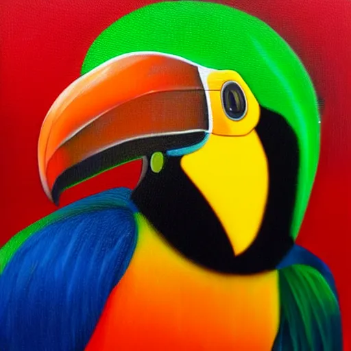 Prompt: toucan rastafarian oil painting, 4K