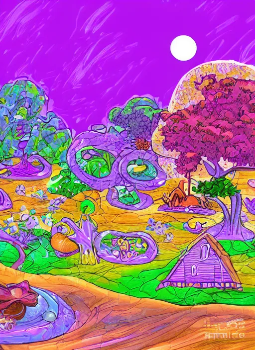 Image similar to purple island made from paint cartoon app background artwork, digital art, award winning