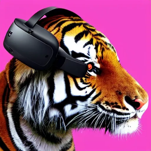 Image similar to a tiger wearing a vr headset