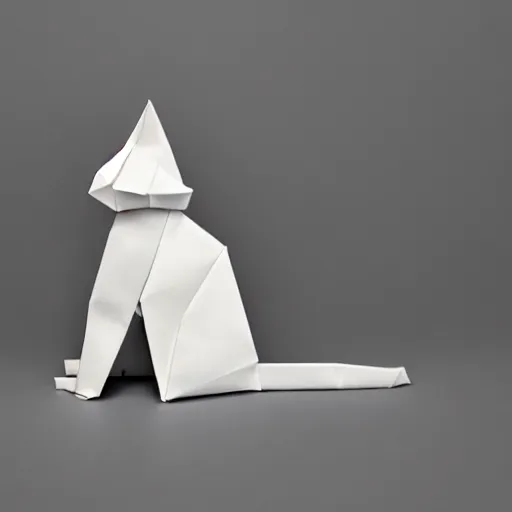 Prompt: cat origami, white background, 8 k, very detailed
