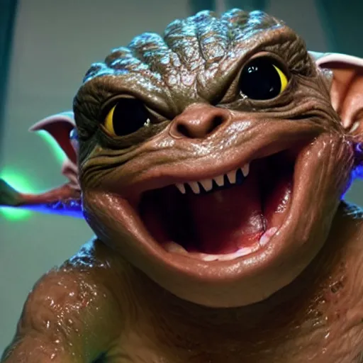 Prompt: a film still of gremlin coming out of water in star wars realistic, detailed, 8 k