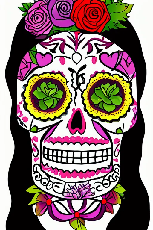Image similar to Illustration of a sugar skull day of the dead girl, art by matt bors