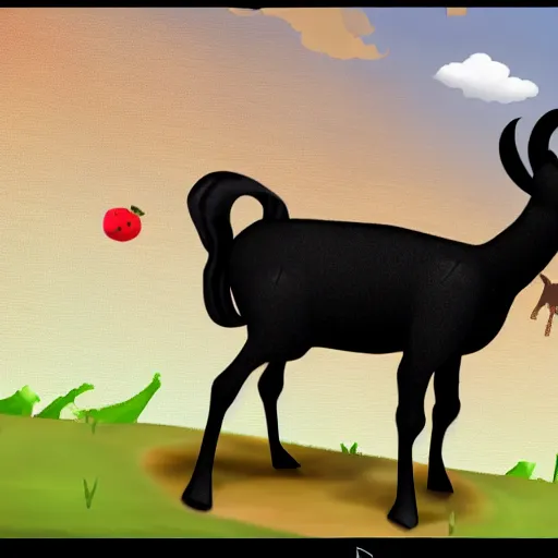 Image similar to a black goat in viva pinata, screenshot