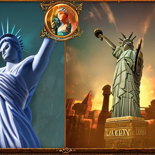 Image similar to Lady Liberty as a playable character in World of Warcraft, WoW character creation lady liberty