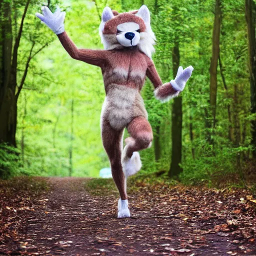 Prompt: anthro anthropomorphic furry humanoid doe frolicking in the woods