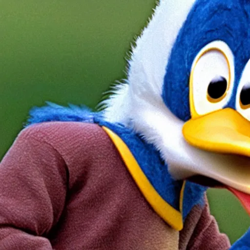 Image similar to close up of donald duck putting a duck in his mouth