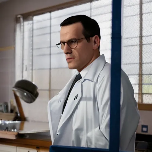 Prompt: clean shaven mateusz morawiecki in a still from the show breaking bad, 4 k, high quality, very mateusz morawiecki