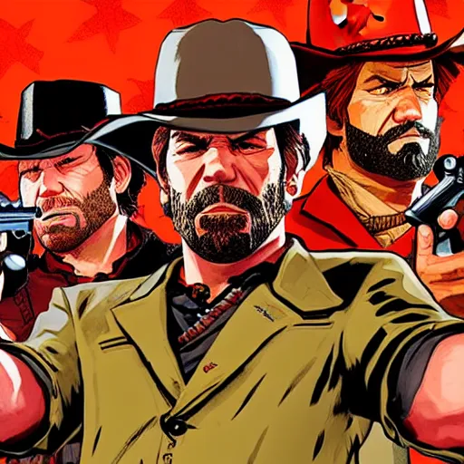 Image similar to Fred Flinstone Red Dead Redemption cover art