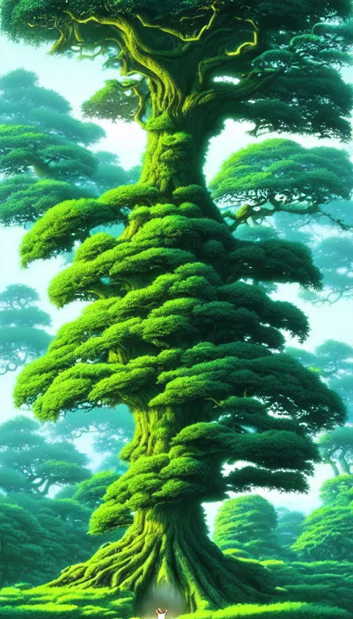 Image similar to a geant oak tree in a forest of ori, studio ghibli, painted by tim white, michael whelan, j. c. 8 k