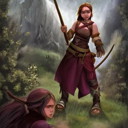 Image similar to A young girl captured by orcs, epic fantasy, detailled