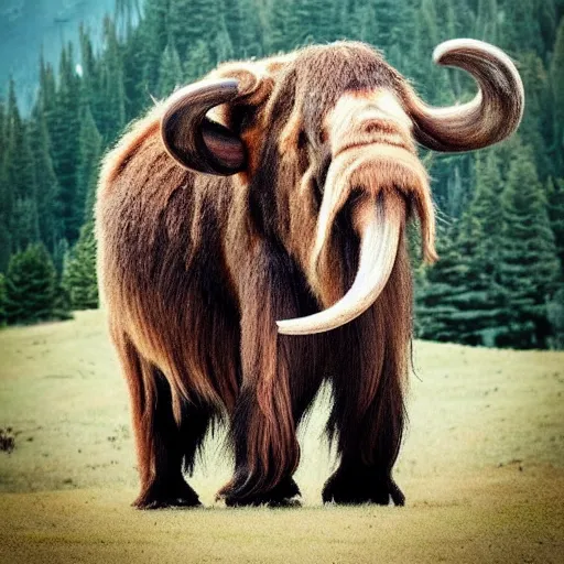 Image similar to wooly mammoth with hair that looks like pulled pork