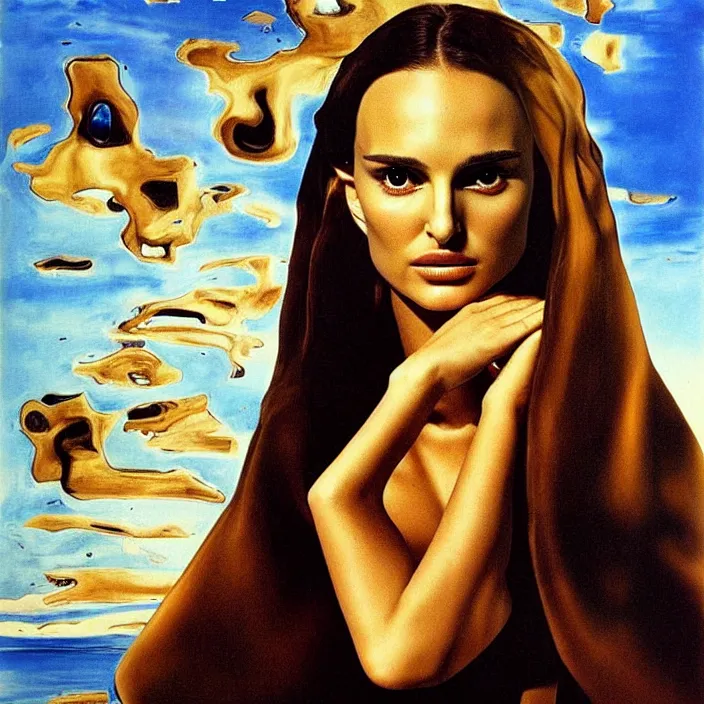 Image similar to a portrait of natalie portman by salvador dali, highly detailed