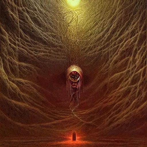 Prompt: sadness and tears, lovecraftian horror, cosmic horror, annihilation, infinite consciousness, art, concept art, beksinski, zdzisław, digital art,