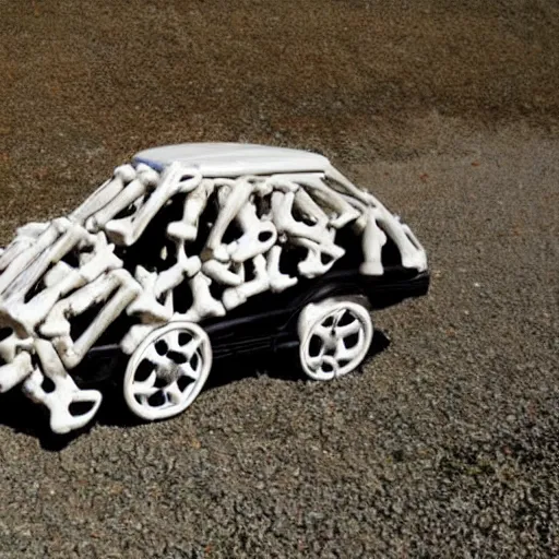 Prompt: car made out of bones