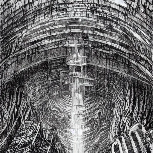 Image similar to stunning concept art for an underground city by kentaro miura, hyper-detailed, professional illustration