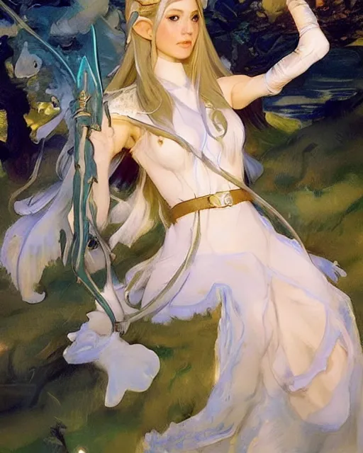 Prompt: a beautiful elf princess by John Singer Sargent and Ross Tran and Michael Whelan