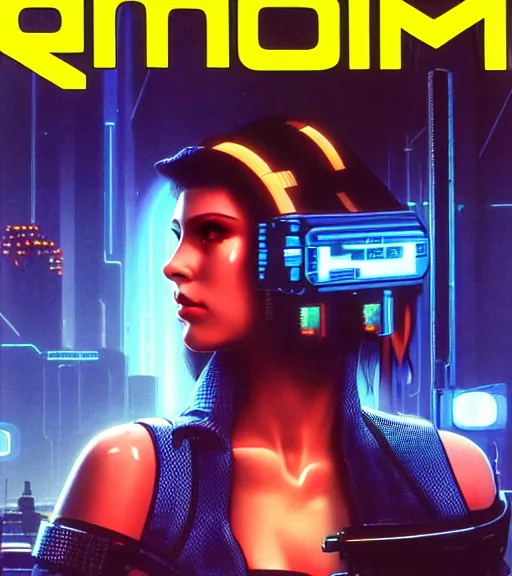 Image similar to cable plugged into cyberdeck, back of head, very very beautiful cyberpunk woman, computer, 1 9 7 9 omni magazine cover, style by vincent di fate, cyberpunk 2 0 7 7, very coherent, detailed, 4 k resolution, unreal engine, daz