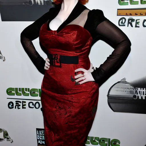 Prompt: Christina Hendricks with qipao dress,