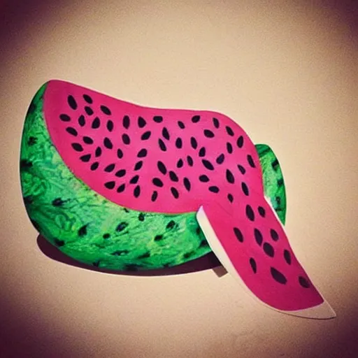 Image similar to “Watermelon whale with Harry Styles riding it”