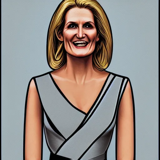 Prompt: smiling, happy, beautiful, intelligent, powerful helle thorning, loving eyes, fully clothed, wise, beautiful, dramatic lighting, sharp focus, art deco patterns by stanley artgerm, retro futurism, dramatic lighting, trending on artstation, flat colour, geometric curves, gradient filter