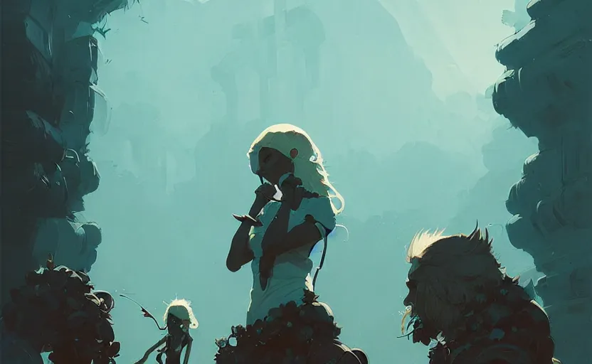 Image similar to celtic naturepunk by atey ghailan, by greg rutkowski, by greg tocchini, by james gilleard, by joe fenton, by kaethe butcher, dynamic lighting, gradient light blue, brown, blonde cream and white color scheme, grunge aesthetic