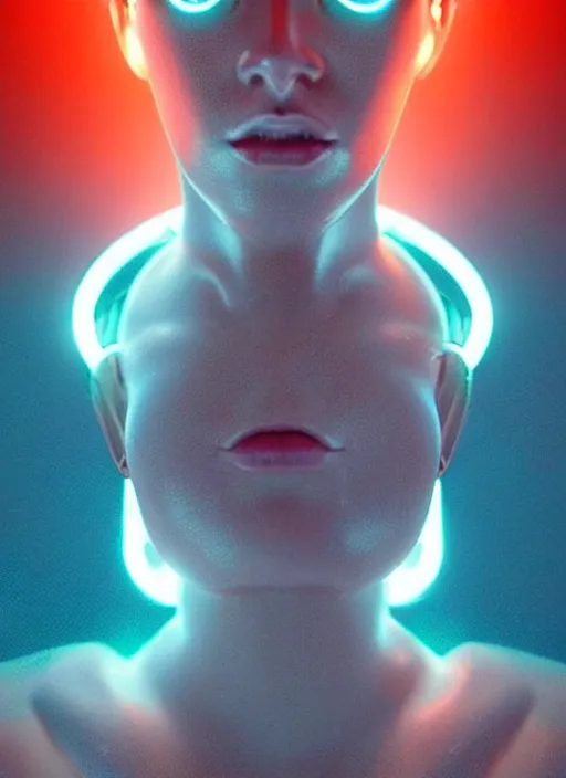 Image similar to a cool looking scandinavian female humanoid with freckled cheeks, cyber neon lighting, futurism, intricate futuristic jewelry accessories, cyberpunk glossy white latex swimsuit, profile posing, hyper photorealistic, crispy quality, digital photography, trending in artstation, trending in pinterest, cinematic, 4 k ultra hd, art by pascal blanche, art by greg rutkowski,