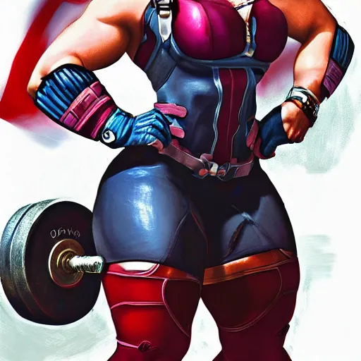 Prompt: scarlett johansson as thick muscular weightlifter zarya from overwatch, highly detailed, digital painting, artstation, sharp focus, illustration, art by tan zi and ayanamikodon and alphonse mucha and wlop