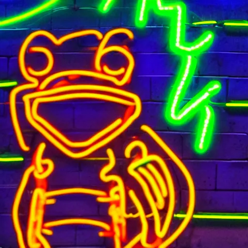 Prompt: a creepy anthropomorphic gator, neon, rgb