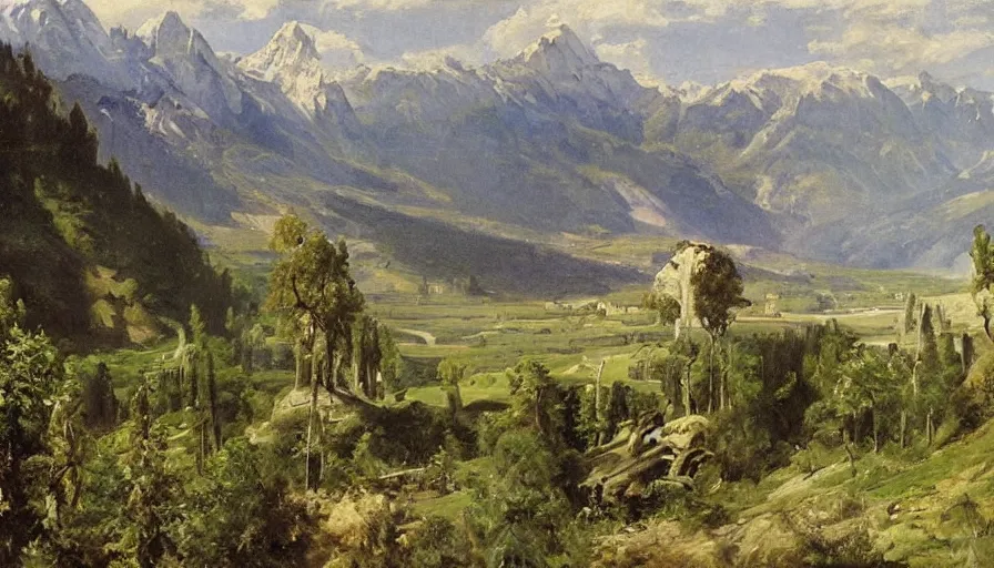 Image similar to a beautiful hill valley by eugene von guerard, ivan shishkin, john singer sargent