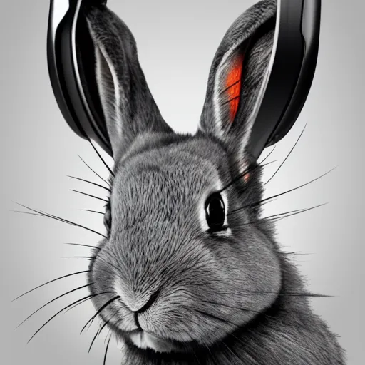 Prompt: a rabbit wearing k 7 0 1 headphones, photorealistic digital art