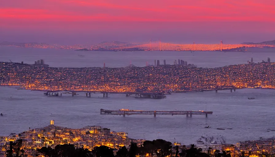 Prompt: sunset over the san francisco bay area bygyula tornai