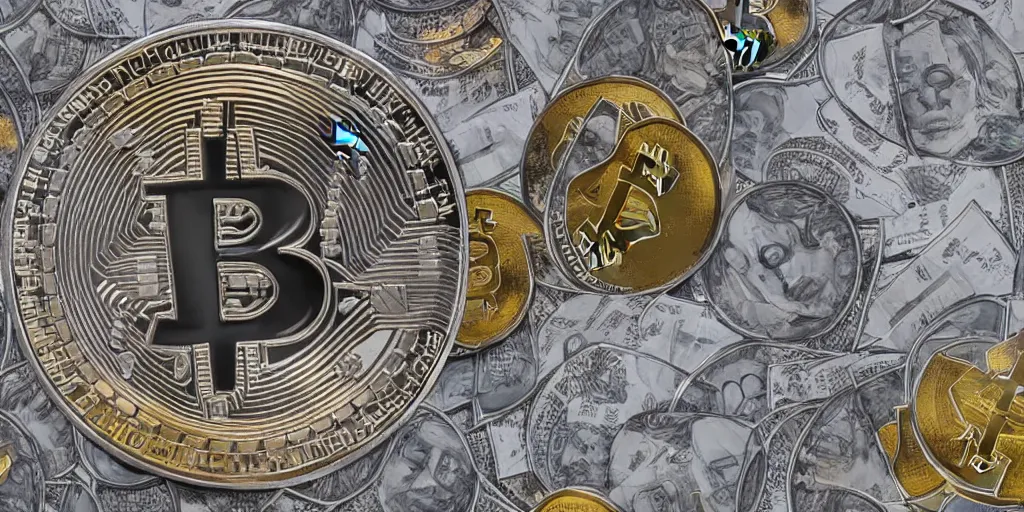 Image similar to rupee coin as a digital currency, bitcoin, cgsociety, pixiv, hyperdetailed