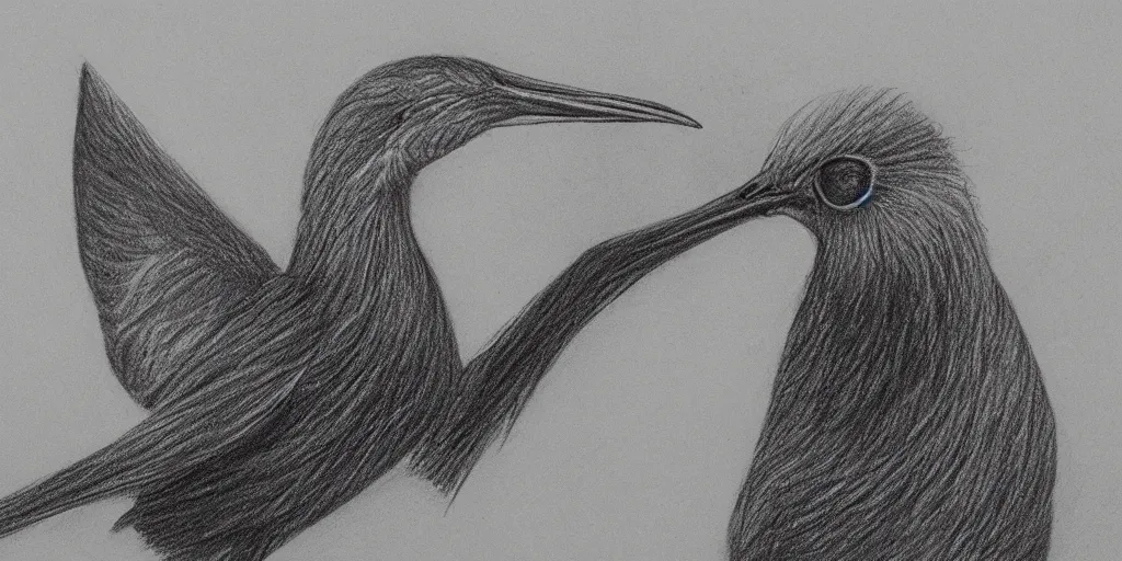 Prompt: pencil drawing of a magical bird, black and white, extremely detailed, biology drawing, 4k