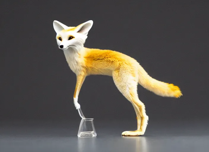 Prompt: fennec fox made of glass, photography