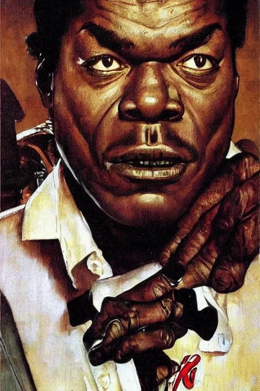 Image similar to Marcellus Wallace from Pulp Fiction painted by Norman Rockwell