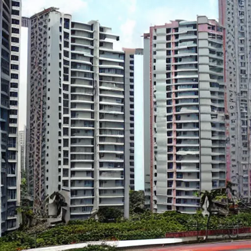 Image similar to a singaporean hdb flat, by moebius