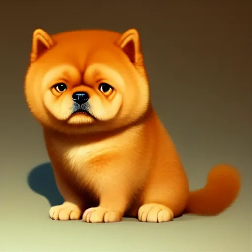 Image similar to goro fujita ilustration happy baby chow chow sitting by goro fujita, painting by goro fujita, sharp focus, highly detailed, artstation