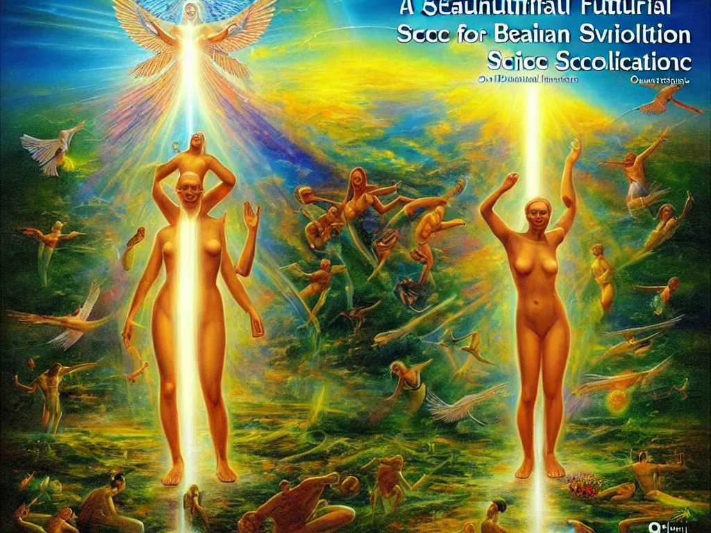 Image similar to a beautiful future for human evolution, spiritual science, divinity, utopian, by oleg korolev