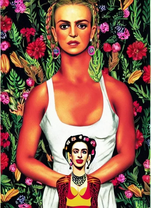 Image similar to Britney Spears in Frida Kahlo style